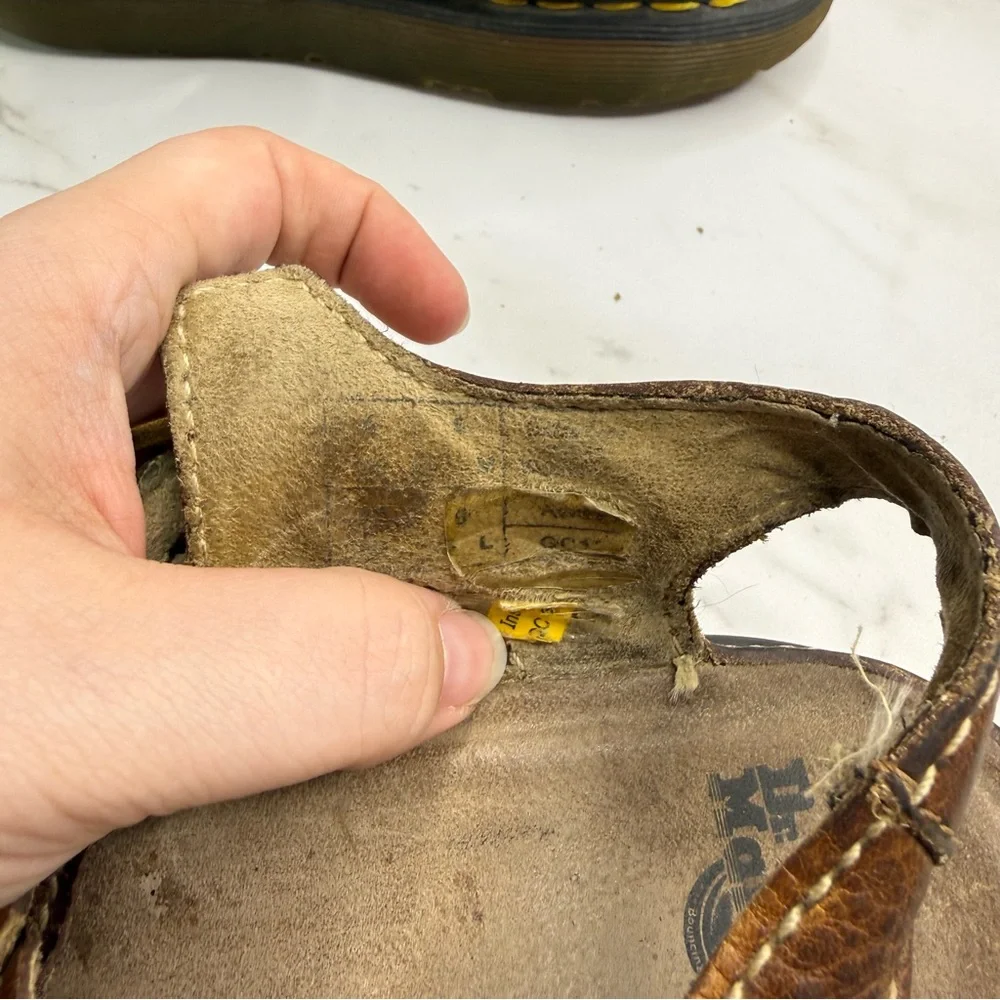 Vtg 1990's Dr. Martens D10715 Brown Leather Braided Chunky Platform Sandals - Picture 12 of 12